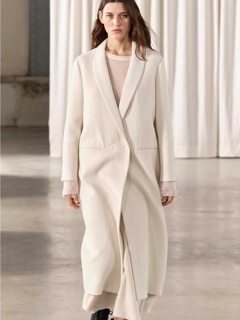 Zara Minimalist Collection - Wool Blend Textured Maxi Coat - #65